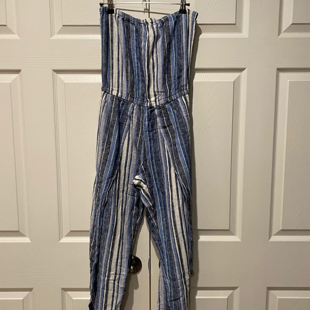 Linen strapless jumpsuit